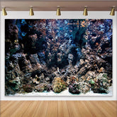 Lofaris Toile de fond de photographie de récif corallien sombre et texturé avec roches, arrière-plan réaliste pour studio photo et aquarium