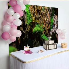 Lofaris Toile de fond de photographie paysage naturel avec roches et mousse verte, arrière-plan texturé pour studio photo professionnel