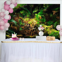 Lofaris Toile de fond de photographie forêt luxuriante avec fougères et mousse, magnifique arrière-plan naturel pour studio photo et portrait