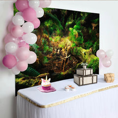 Lofaris Toile de fond de photographie forêt luxuriante avec fougères et mousse, magnifique arrière-plan naturel pour studio photo et portrait