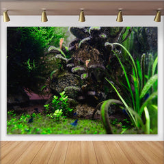 Lofaris Toile de fond de photographie sous-marine avec plantes vertes luxuriantes, véritable arrière-plan naturel pour studio photo