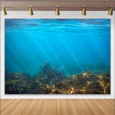 Lofaris Toile de fond de photographie sous-marine avec rayons de soleil, arrière-plan océanique pour studio photo et décor d'aquarium