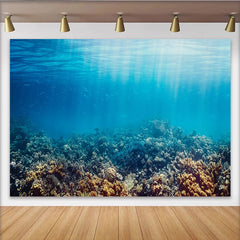 Lofaris Toile de fond de photographie sous-marine avec récif corallien et rayons de soleil, magnifique arrière-plan océanique pour studio photo
