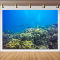 Lofaris Toile de fond de photographie sous-marine récif corallien et poissons colorés, magnifique arrière-plan océanique pour studio photo