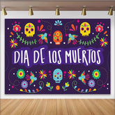 Lofaris Toile de fond Dia de los Muertos colorée avec crânes et fleurs, arrière-plan de fête mexicaine pour célébration culturelle