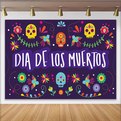 Lofaris Toile de fond Dia de los Muertos colorée avec crânes et fleurs, arrière-plan de fête mexicaine pour célébration culturelle