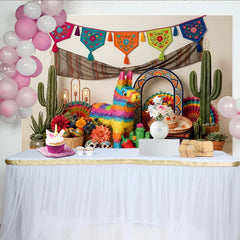 Lofaris Toile de fond de fête mexicaine colorée avec piñata et cactus, décor vibrant pour célébration et photographie