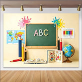 Lofaris Toile de fond pour la rentrée scolaire avec tableau noir et crayons, décor éducatif coloré pour studio photo ou salle de classe