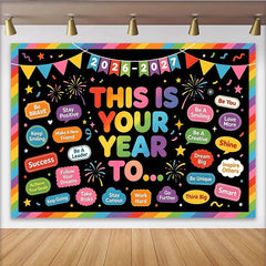Lofaris Toile de fond colorée pour le Nouvel An avec citations inspirantes, arrière-plan festif pour studio photo et célébrations