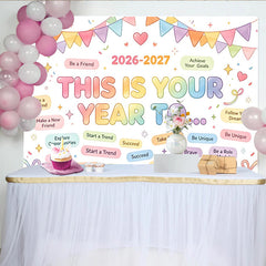 Lofaris Toile de fond colorée pour le Nouvel An avec guirlandes et cœurs, arrière-plan de vœux pour célébration et studio photo