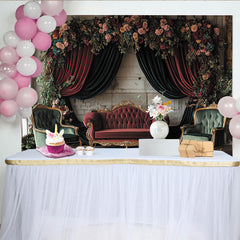 Lofaris Toile de fond de fête élégante avec fleurs et velours, pour mariage, anniversaire et séance photo