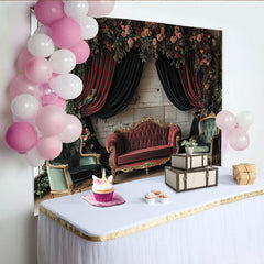 Lofaris Toile de fond de fête élégante avec fleurs et velours, pour mariage, anniversaire et séance photo