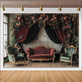 Lofaris Toile de fond de fête élégante avec fleurs et velours, pour mariage, anniversaire et séance photo