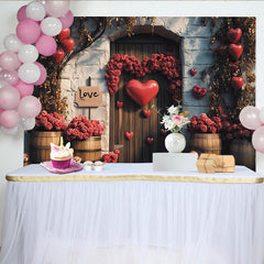Lofaris Toile de fond romantique cœurs et roses rouges, pour Saint-Valentin, anniversaire et doux moments de fête