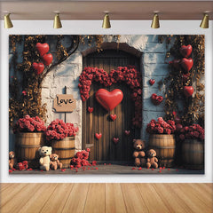 Lofaris Toile de fond romantique cœurs et roses rouges, pour Saint-Valentin, anniversaire et doux moments de fête