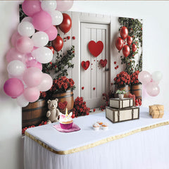Lofaris Toile de fond romantique cœurs et roses rouges, pour la Saint-Valentin, anniversaire et célébrations d'amour