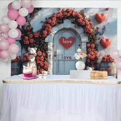 Lofaris Toile de fond romantique avec roses et cœurs, pour la Saint-Valentin et les anniversaires, décoration d'amour