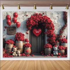 Lofaris Toile de fond romantique avec roses rouges et cœurs, pour la Saint-Valentin et les célébrations d'amour