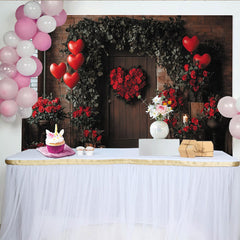 Lofaris Toile de fond romantique Saint-Valentin avec roses rouges et cœurs, magnifique décor pour séance photo et ambiance intime