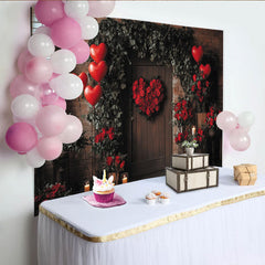 Lofaris Toile de fond romantique Saint-Valentin avec roses rouges et cœurs, magnifique décor pour séance photo et ambiance intime