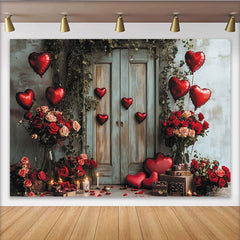 Lofaris Toile de fond Saint-Valentin romantique avec cœurs et roses, magnifique arrière-plan pour séance photo et décoration de fête