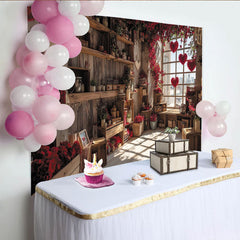 Lofaris Toile de fond pour la Saint-Valentin rustique avec cœurs et fleurs rouges, magnifique décor romantique pour studio photo