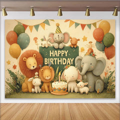 Lofaris, Toile de fond joyeux anniversaire animaux de la jungle pour enfants, magnifique décor de fête pour studio photo