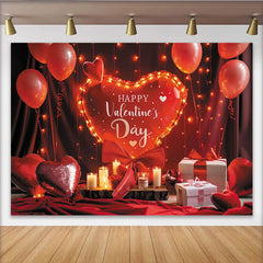 Lofaris Toile de fond pour la Saint-Valentin avec ballons rouges et lumières, décor romantique pour séance photo