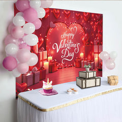 Lofaris Toile de fond Saint-Valentin avec cœurs rouges et cadeaux lumineux, magnifique arrière-plan romantique pour séance photo et fête