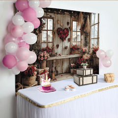 Lofaris Toile de fond de photographie romantique Saint-Valentin, décor rustique, arrière-plan floral pour studio photo
