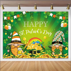 Lofaris Toile de fond pour la saint-patrick avec gnomes et arc-en-ciel, décor festif pour célébration et séance photo