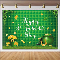 Lofaris Toile de fond pour la saint-patrick avec chaudron et trèfles, décor festif pour séance photo de fête irlandaise