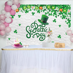 Lofaris Toile de fond pour la Saint-Patrick avec chapeau vert et trèfles, décor festif pour séance photo