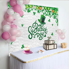 Lofaris Toile de fond pour la Saint-Patrick avec chapeau vert et trèfles, décor festif pour séance photo