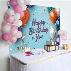 Lofaris Toile de fond joyeux anniversaire avec ballons colorés et confettis, magnifique décor de fête pour studio photo