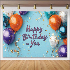 Lofaris Toile de fond joyeux anniversaire avec ballons colorés et confettis, magnifique décor de fête pour studio photo