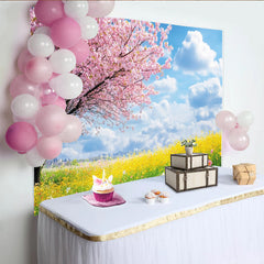 Lofaris Toile de fond paysage de printemps avec cerisiers roses, arrière-plan naturel pour studio photo et portrait
