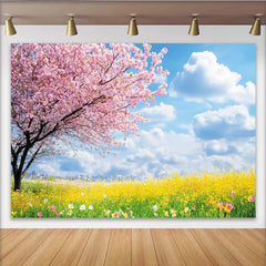 Lofaris Toile de fond paysage de printemps avec cerisiers roses, arrière-plan naturel pour studio photo et portrait