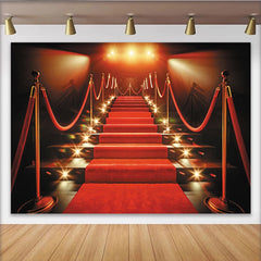 Lofaris Toile de fond de photographie tapis rouge avec escalier et lumières, magnifique arrière-plan glamour pour événement ou studio photo