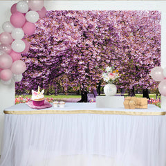 Lofaris Toile de fond paysage de printemps avec fleurs de cerisier roses et violettes, magnifique arrière-plan floral pour studio photo