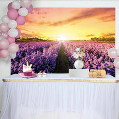 Lofaris Toile de fond de photographie paysage floral violet au coucher du soleil, arrière-plan naturel pour studio photo et événement