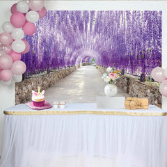 Lofaris Toile de fond de photographie tunnel de glycines violettes, magnifique arrière-plan floral pour studio photo et événement