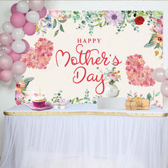 Lofaris Toile de fond florale joyeuse Fête des Mères avec cœurs roses et feuillage vert, élégant arrière-plan pour célébrer maman et la famille