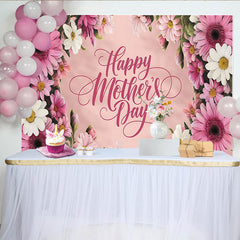 Lofaris Toile de fond florale rose et blanche joyeuse Fête des Mères, élégant décor de célébration pour studio photo