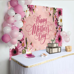 Lofaris Toile de fond florale rose et blanche joyeuse Fête des Mères, élégant décor de célébration pour studio photo