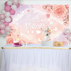 Lofaris Toile de fond florale rose et violette pour la Fête des Mères, élégant arrière-plan aquarelle pour studio photo