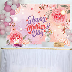 Lofaris Toile de fond pour la Fête des Mères florale avec roses et cœurs, élégant décor aux tons pastel pour célébration et séance photo