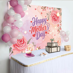 Lofaris Toile de fond pour la Fête des Mères florale avec roses et cœurs, élégant décor aux tons pastel pour célébration et séance photo