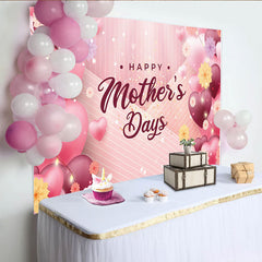 Lofaris Toile de fond rose et cœurs pour la fête des mères avec fleurs, élégant décor de célébration pour studio photo
