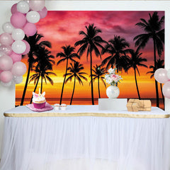 Lofaris Toile de fond de photographie coucher de soleil tropical avec palmiers, magnifique arrière-plan de plage pour studio photo
